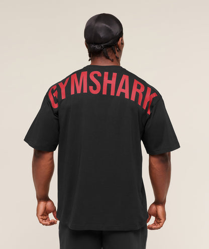 Gymshark Power T-Shirt - Black/Conditioning Red