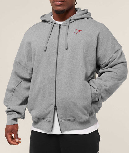 Gymshark Power Zip Up Hoodie - Charcoal Core Marl