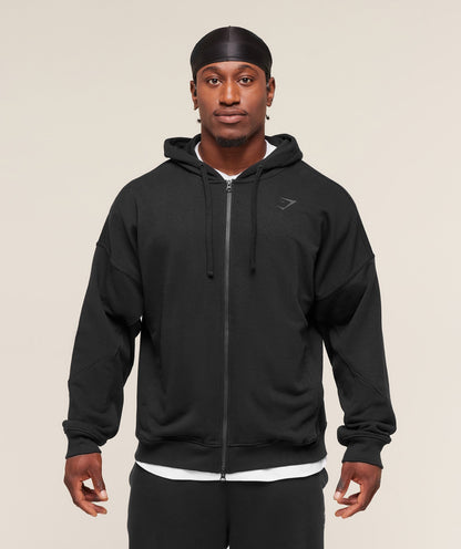 Gymshark Power Zip Up Hoodie - Black/Asphalt Grey