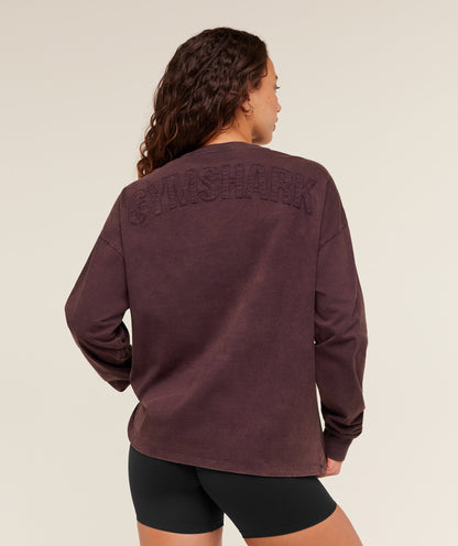 Gymshark Power Washed Long Sleeve Top -  Cherry Purple/Acid Wash