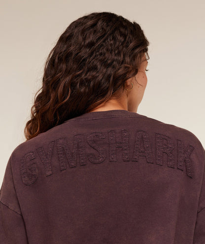 Gymshark Power Washed Long Sleeve Top -  Cherry Purple/Acid Wash