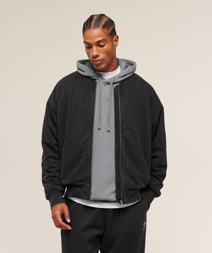 Gymshark Power Washed Jersey Track Jacket - GS Black