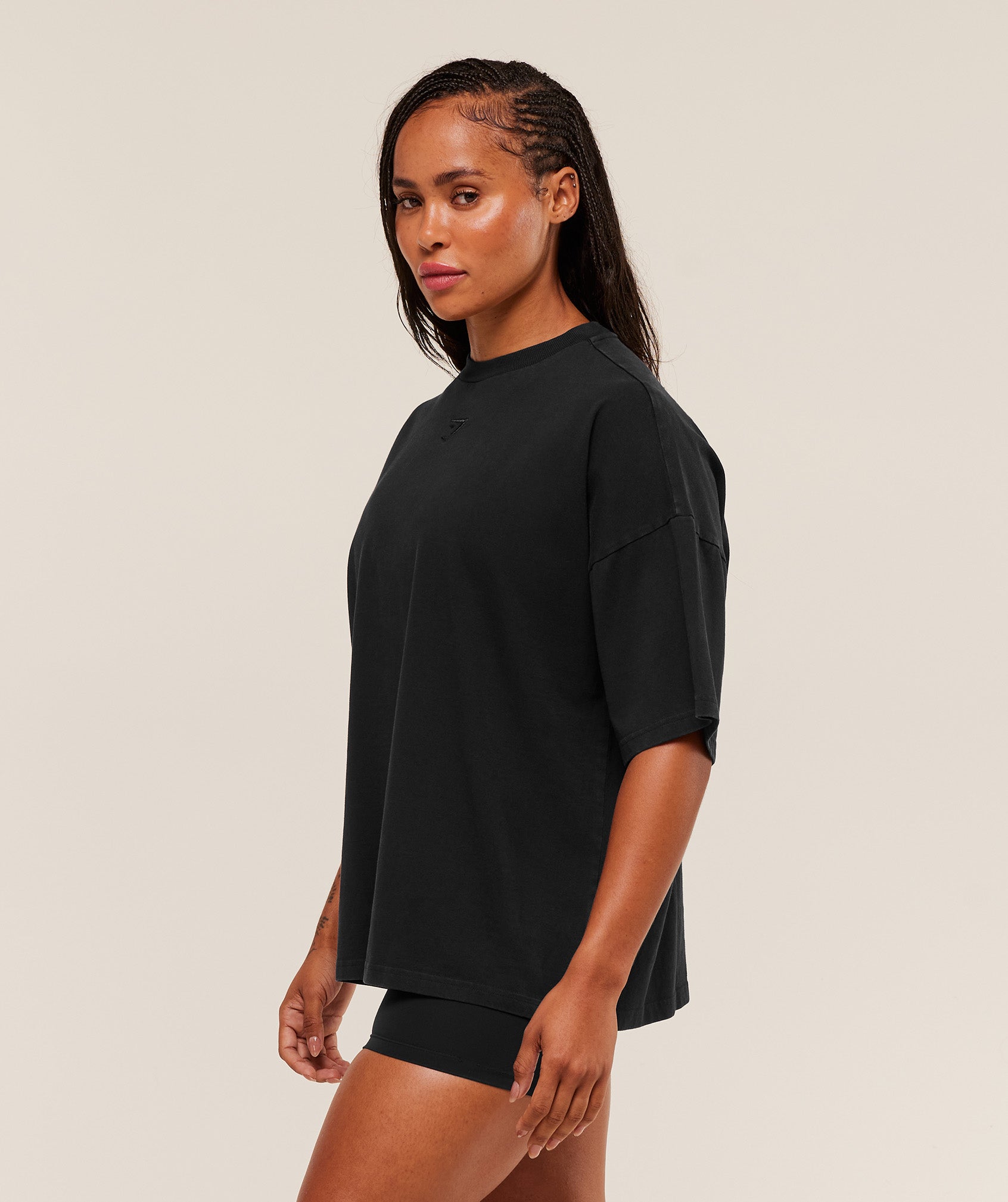 Gymshark Power Washed Oversized T-Shirt - Black/Acid Wash Small Ball