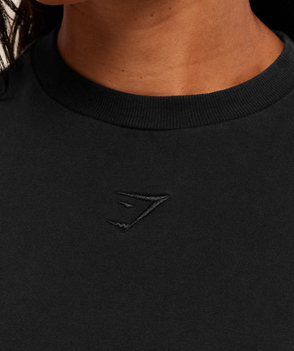 Gymshark Power Washed Oversized T-Shirt - Black/Acid Wash Small Ball
