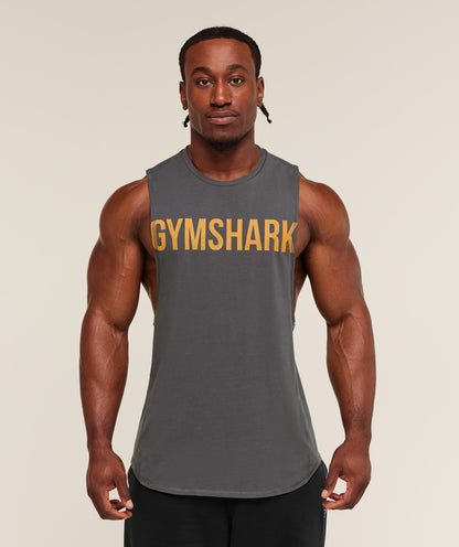 Gymshark Prime Drop Arm Tank - Onyx Grey/Antique Gold
