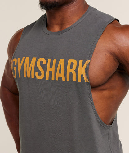 Gymshark Prime Drop Arm Tank - Onyx Grey/Antique Gold
