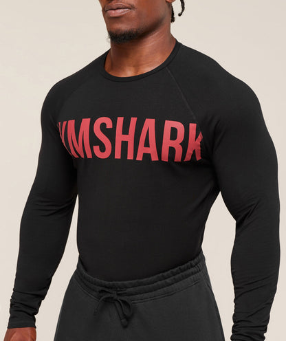 Gymshark Prime Long Sleeve T-Shirt - Black/Vivid Red