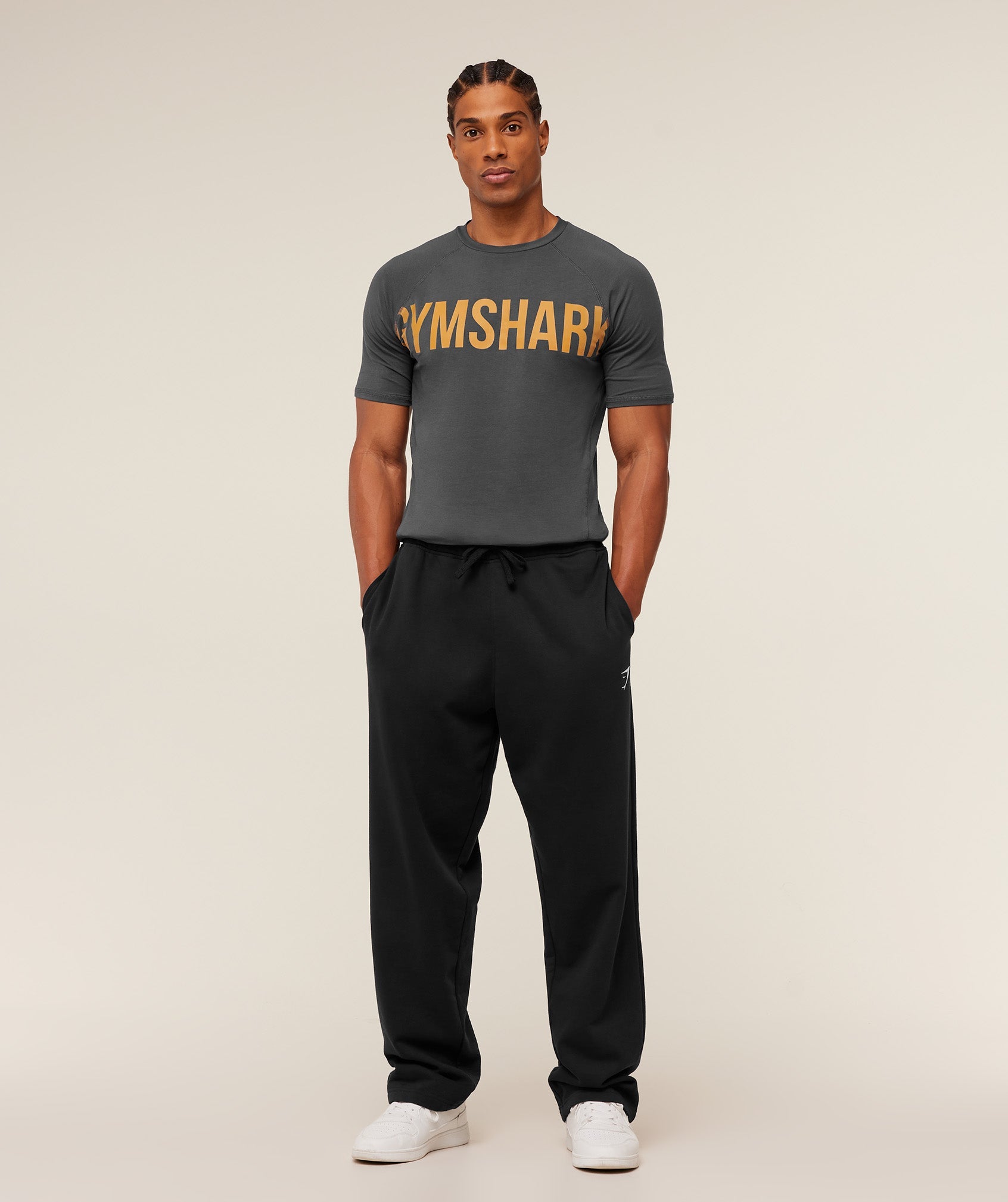 Gymshark Prime T-Shirt - Onyx Grey/Antique Gold