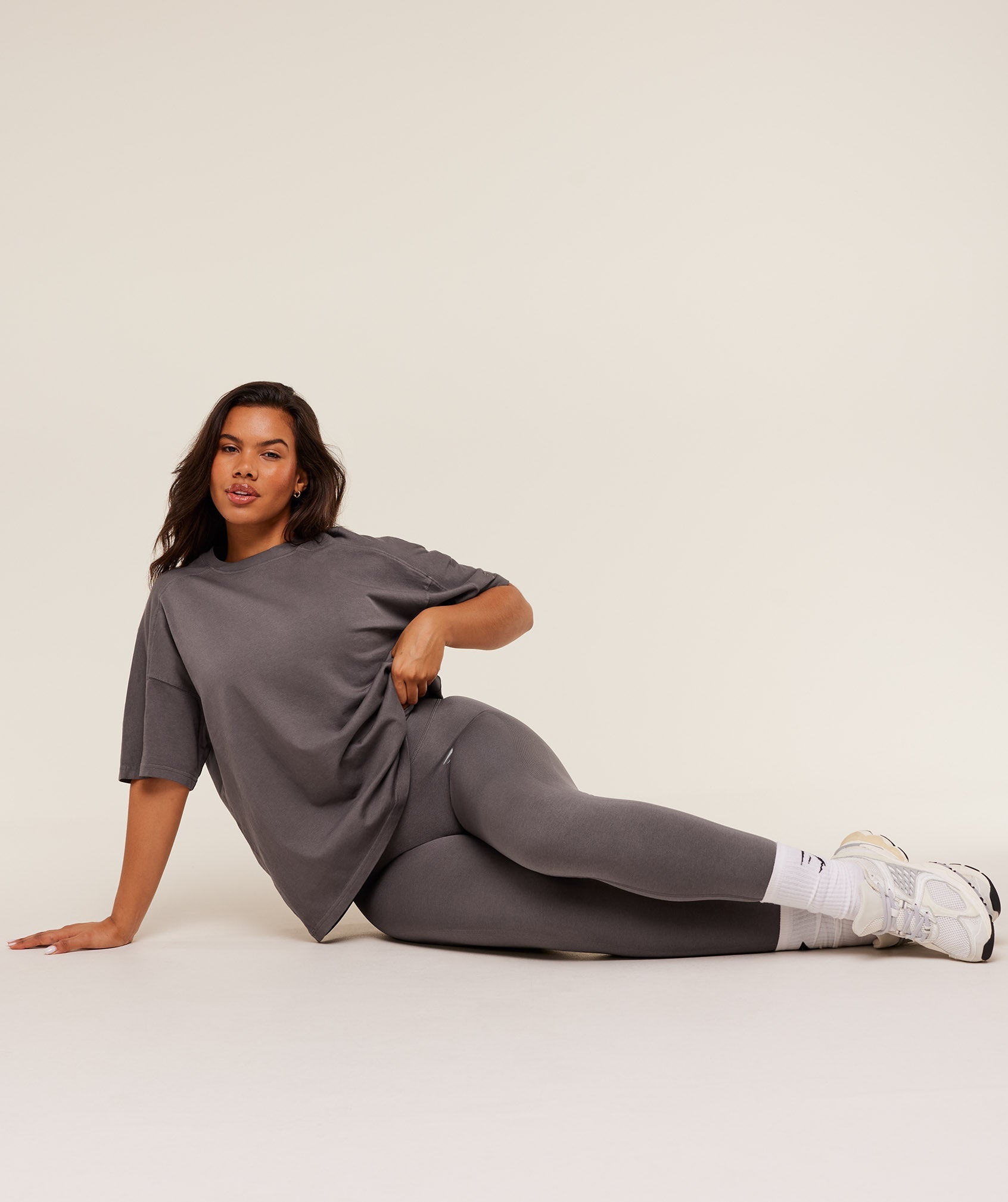 Gymshark Pump Cover Structured Fleece Top - GS Cool Brown/WASH