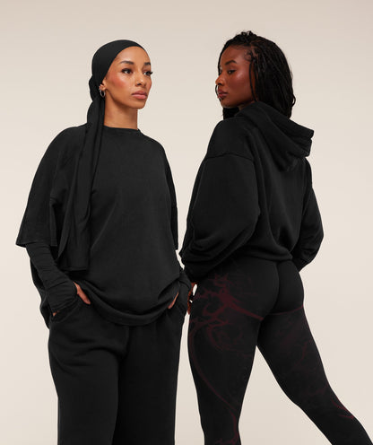 Gymshark Pump Cover Structured Fleece Top - Black/Wash