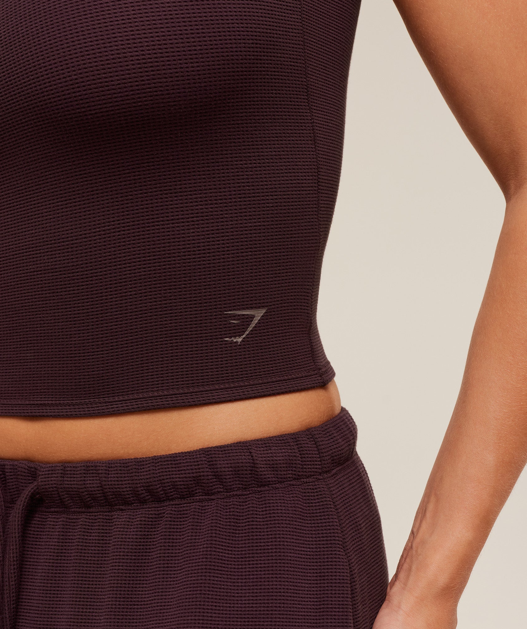Gymshark Waffle Cropped Tank - Cherry Purple