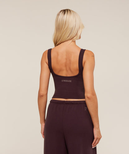 Gymshark Waffle Cropped Tank - Cherry Purple