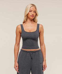 Gymshark Waffle Cropped Tank - Onyx Grey