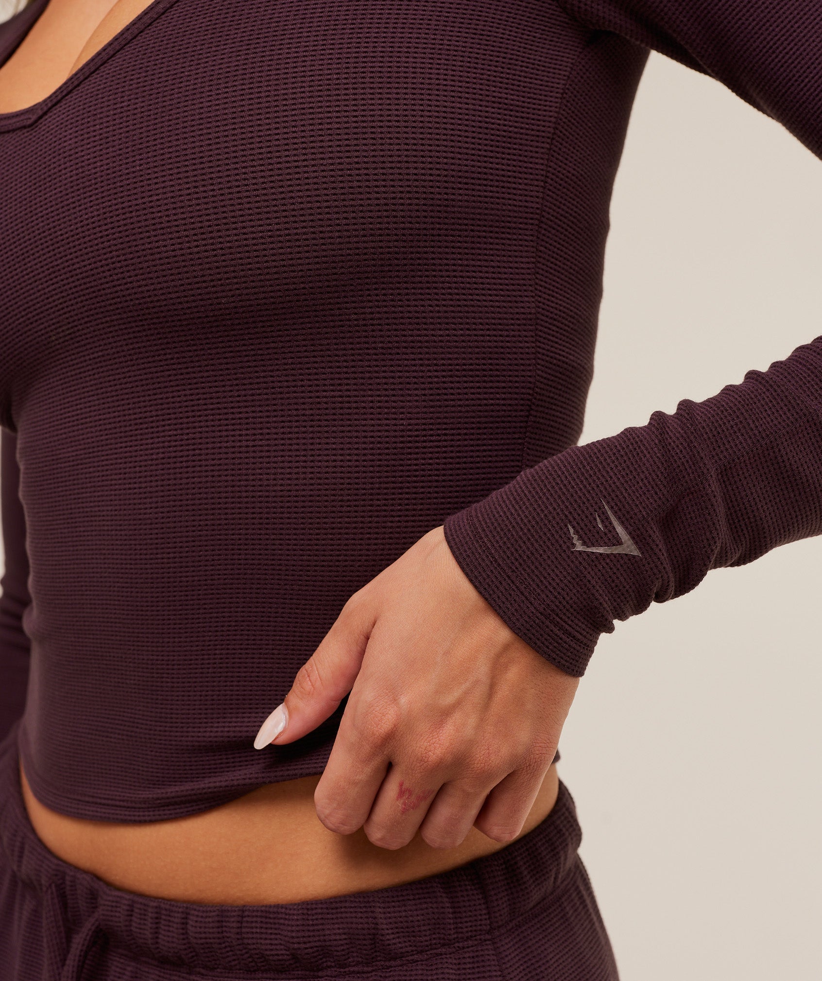 Gymshark Waffle Long Sleeve Top - Cherry Purple