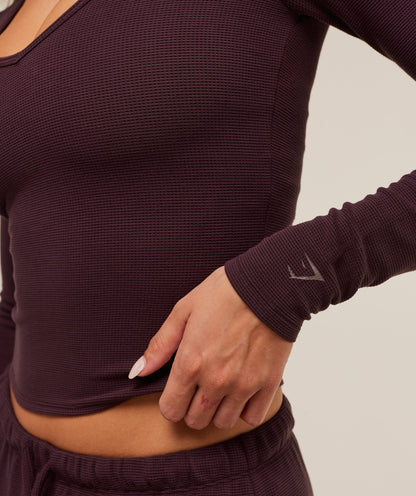 Gymshark Waffle Long Sleeve Top - Cherry Purple