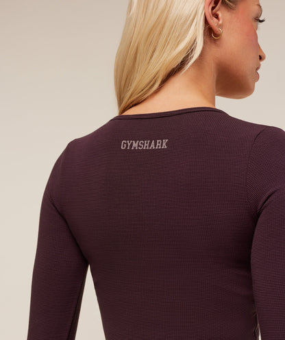 Gymshark Waffle Long Sleeve Top - Cherry Purple