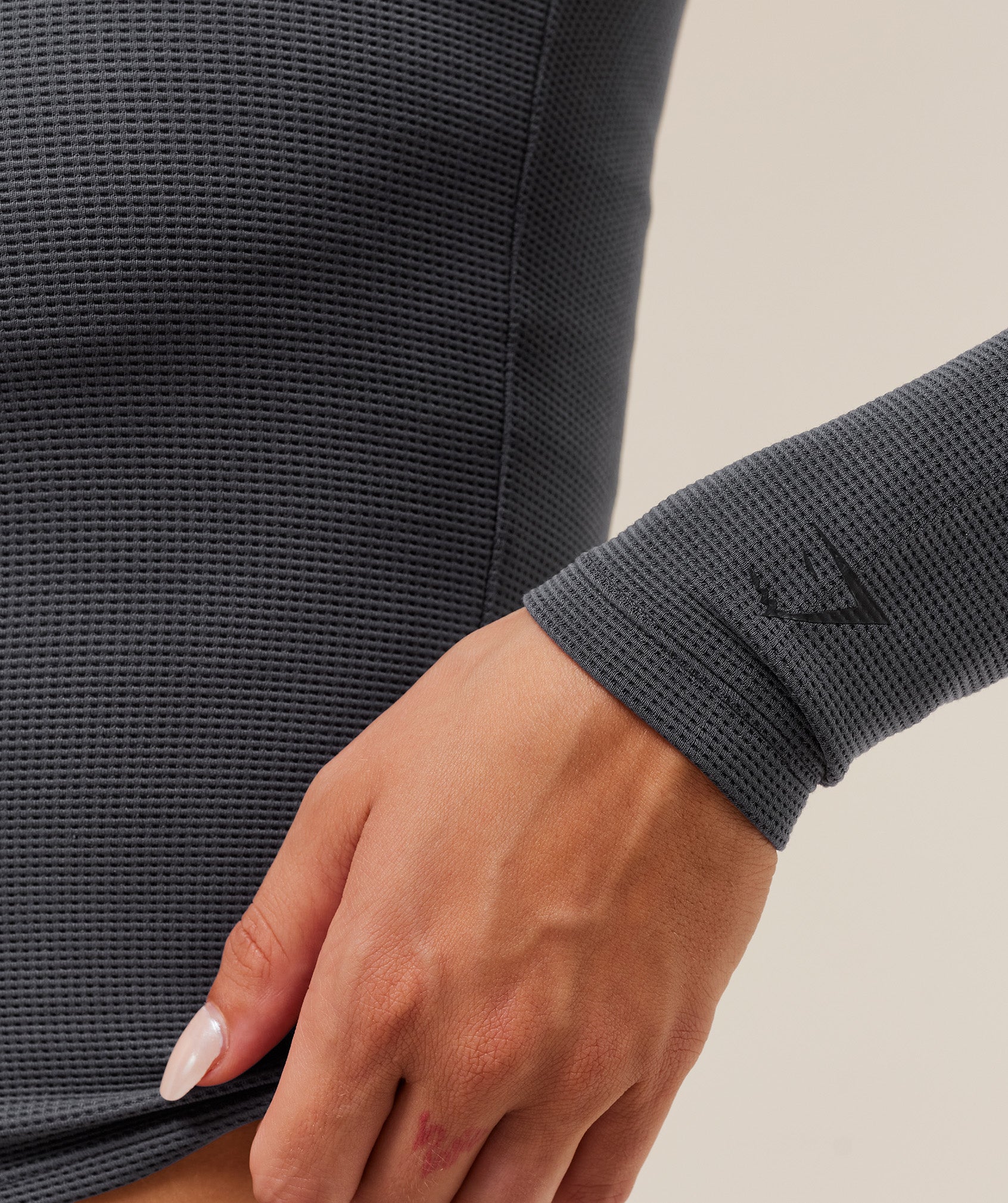 Gymshark Waffle Long Sleeve Top - Onyx Grey