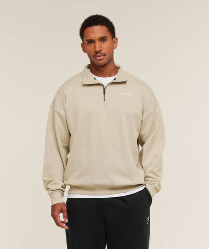 Gymshark Rest Day Sweats 1/4 Zip - Pebble Grey