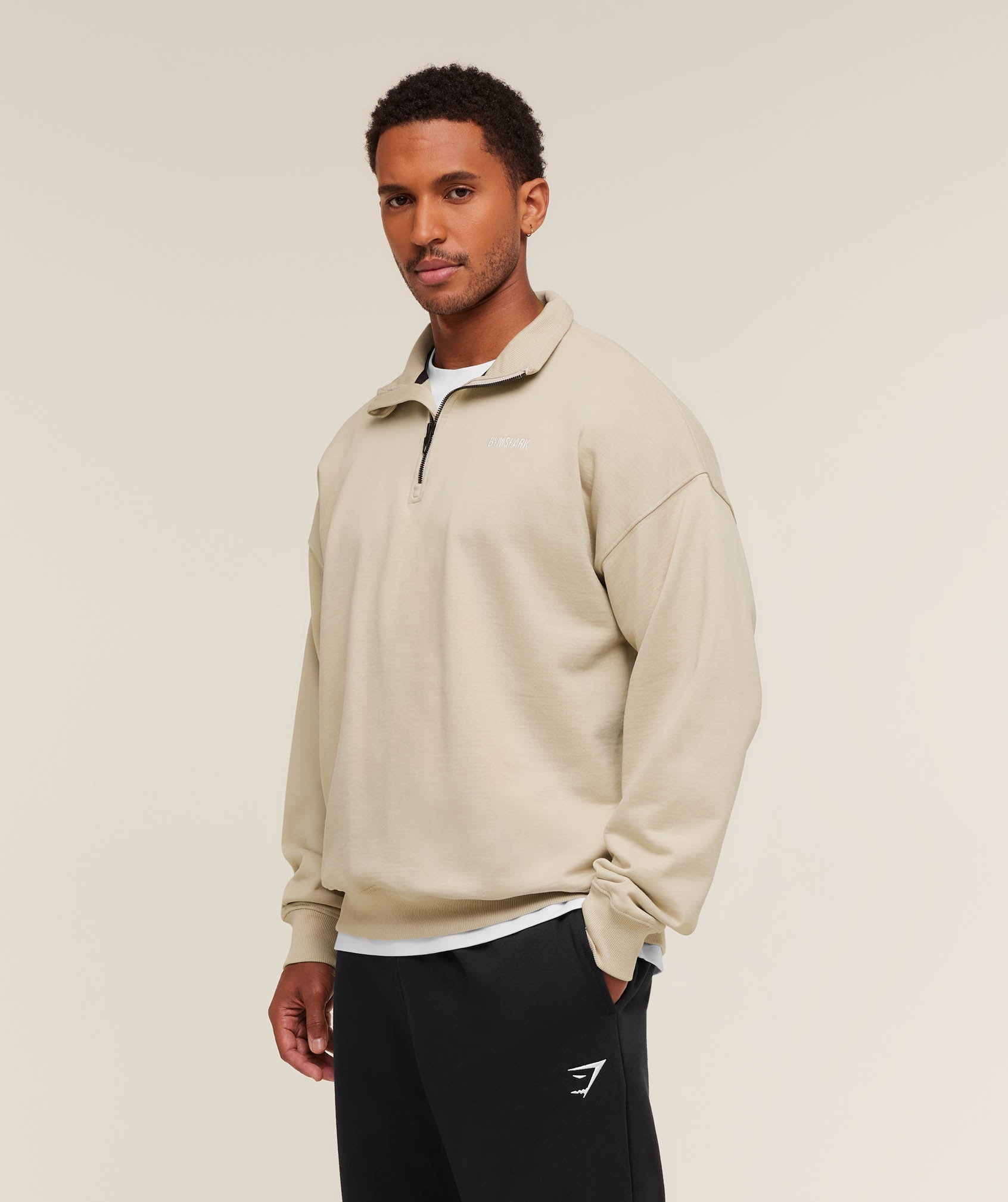 Gymshark Rest Day Sweats 1/4 Zip - Pebble Grey