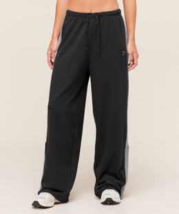 Gymshark Retro Stripe Snap Pant - Black/Medium Grey