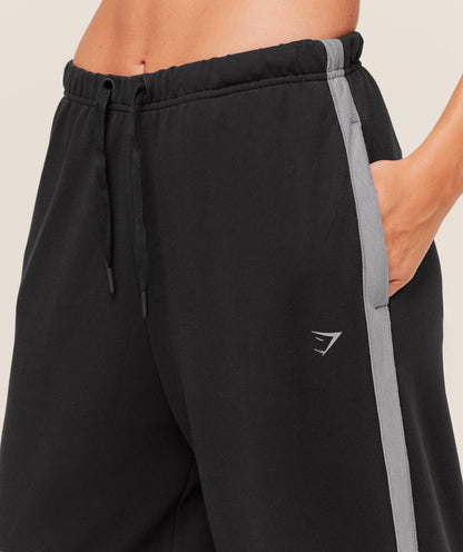 Gymshark Retro Stripe Snap Pant - Black/Medium Grey