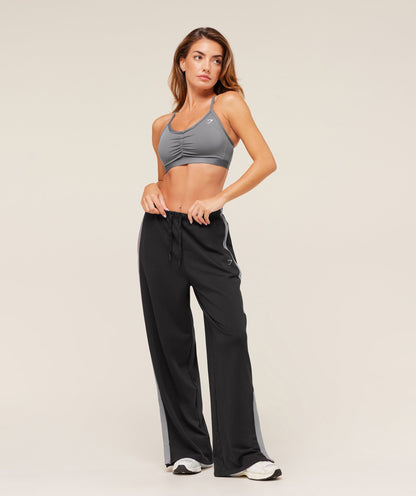 Gymshark Retro Stripe Snap Pant - Black/Medium Grey