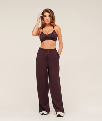 Gymshark Retro Stripe Snap Pant - Cherry Purple/Black