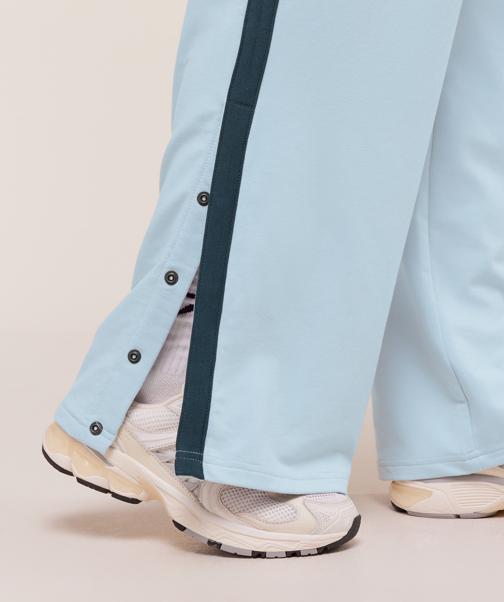 Gymshark Retro Stripe Snap Pant - Smoke Blue/Deep Petrol Blue
