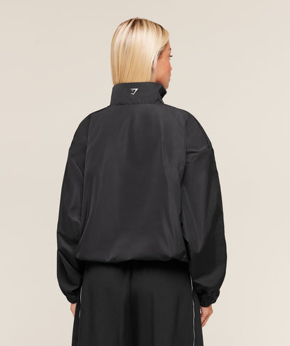 Gymshark Wordmark 1/4 Zip Track Jacket - Black/White