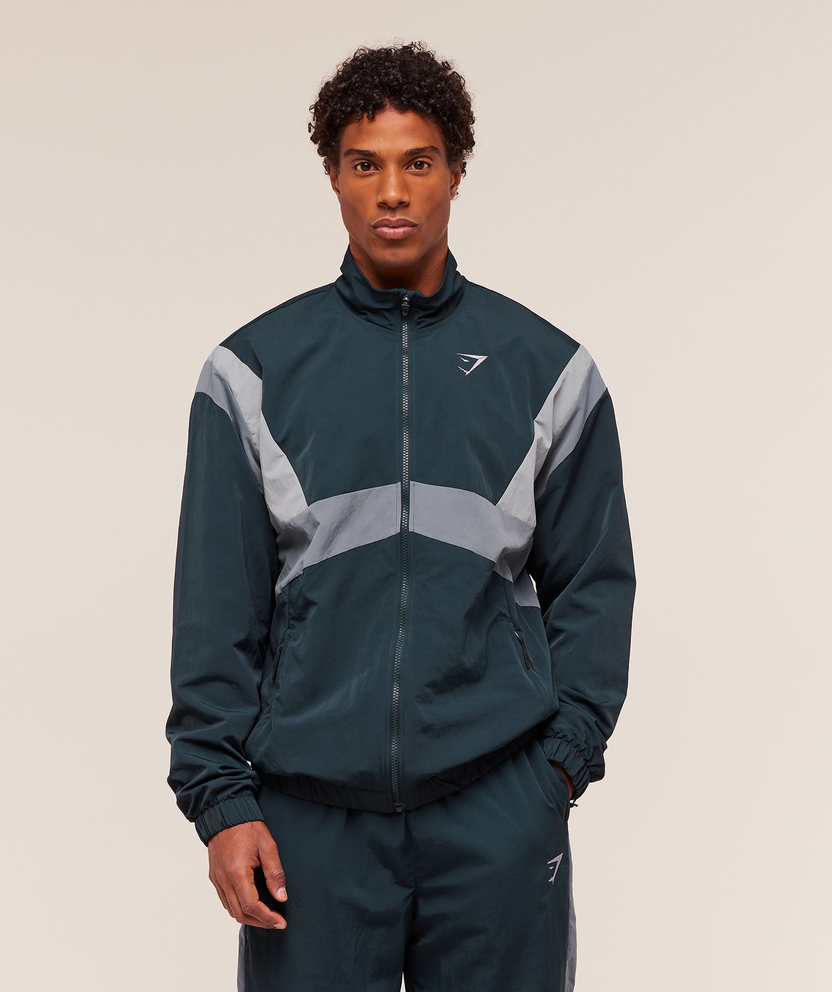 Gymshark Retro Track Jacket - Deep Petrol Blue/Iron Blue/Denim Grey