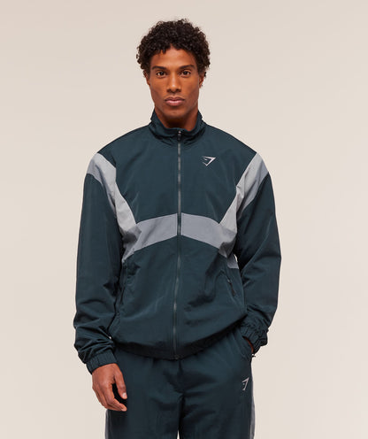 Gymshark Retro Track Jacket - Deep Petrol Blue/Iron Blue/Denim Grey
