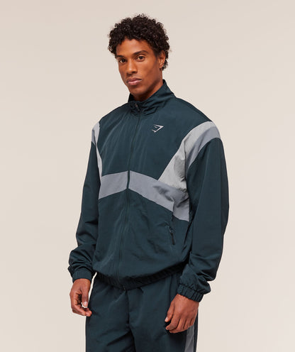 Gymshark Retro Track Jacket - Deep Petrol Blue/Iron Blue/Denim Grey