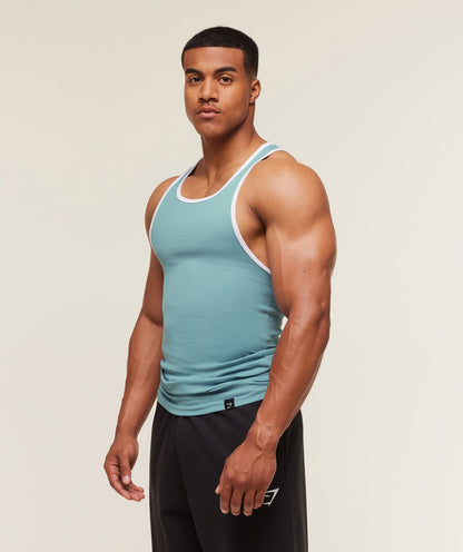 Gymshark Ribbed Tank 1PK - Bench Blue/White
