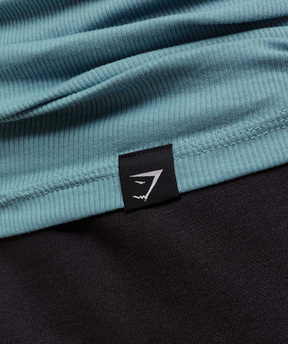 Gymshark Ribbed Tank 1PK - Bench Blue/White