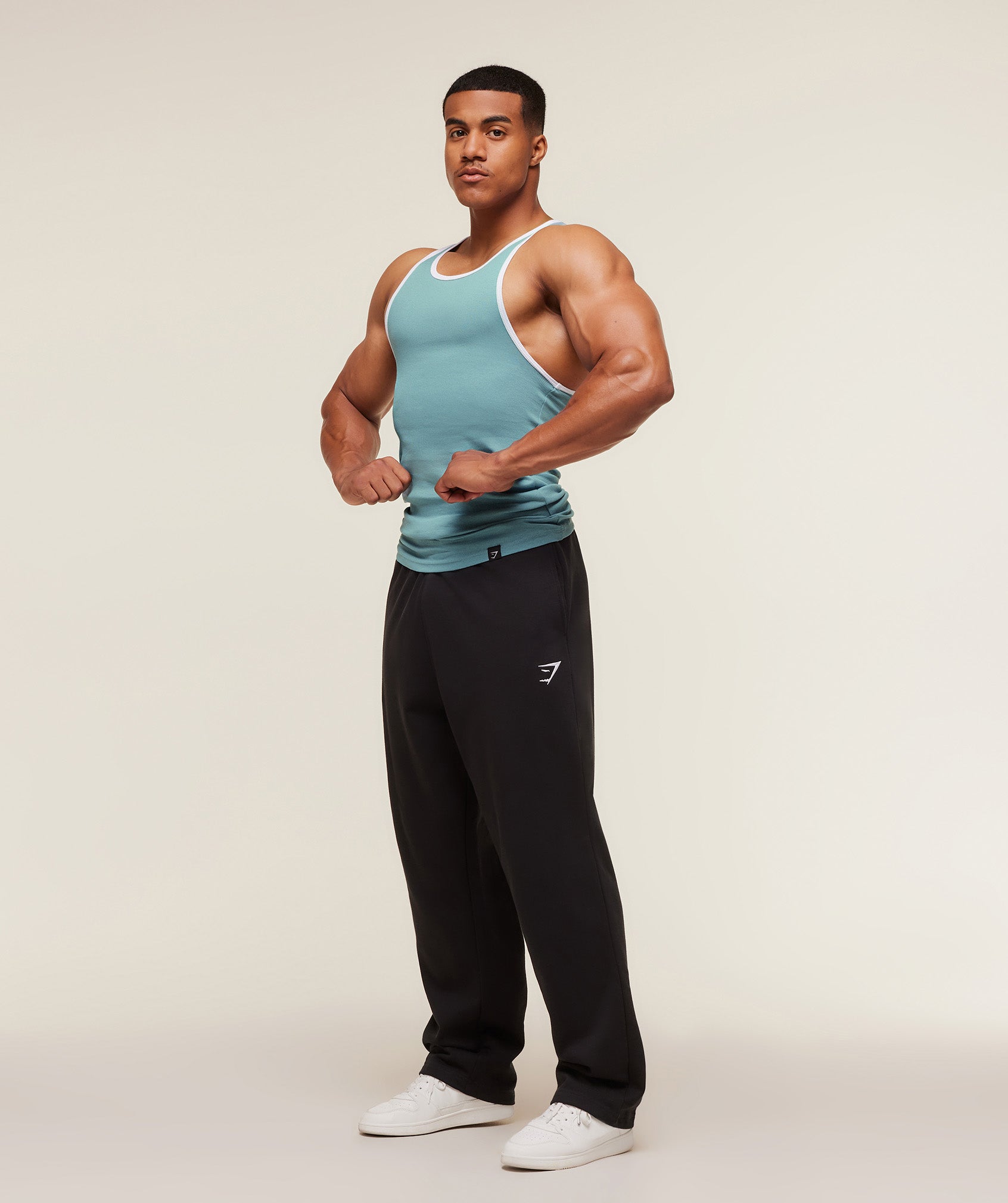 Gymshark Ribbed Tank 1PK - Bench Blue/White