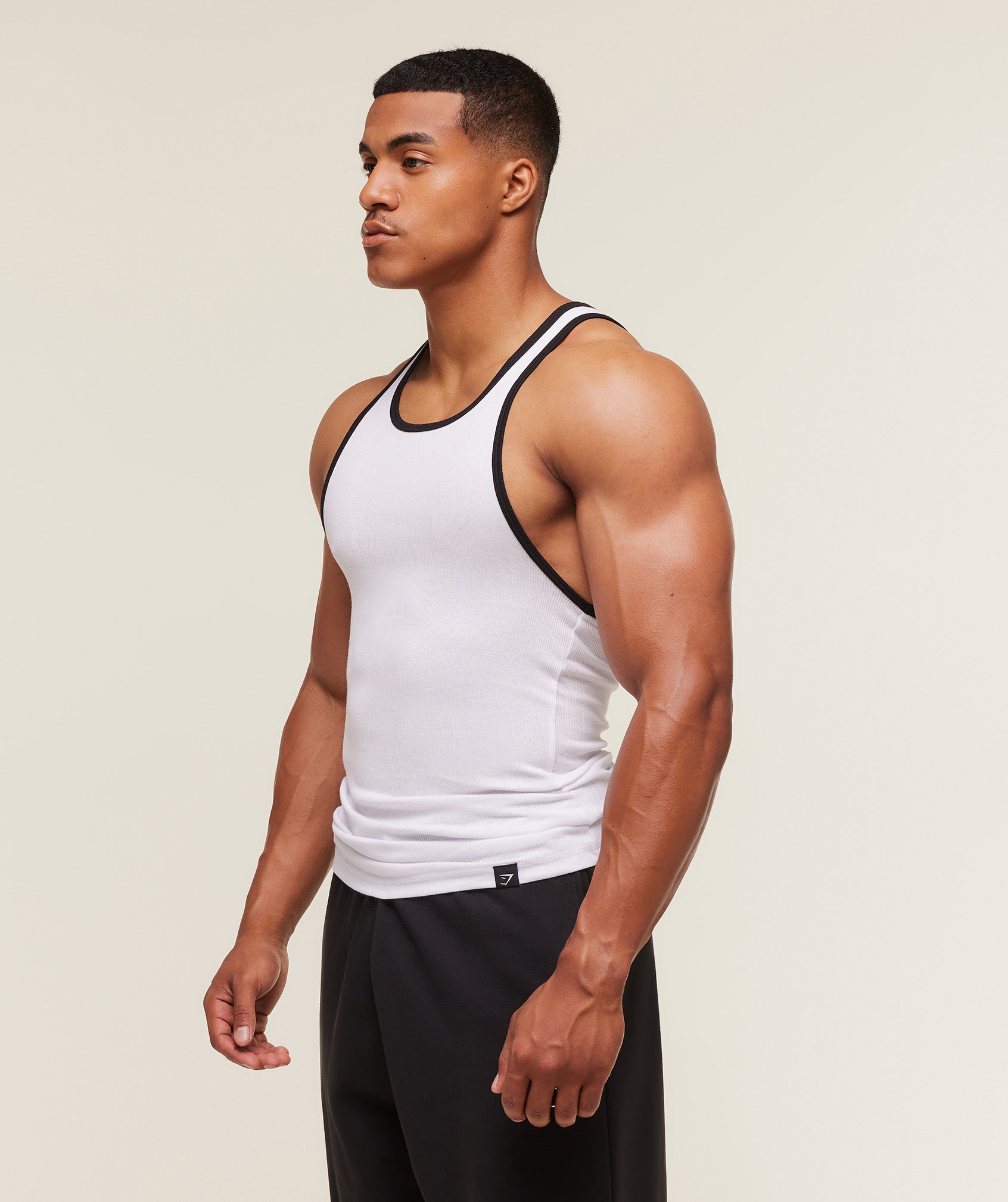 Gymshark Ribbed Tank 1PK - White/Black