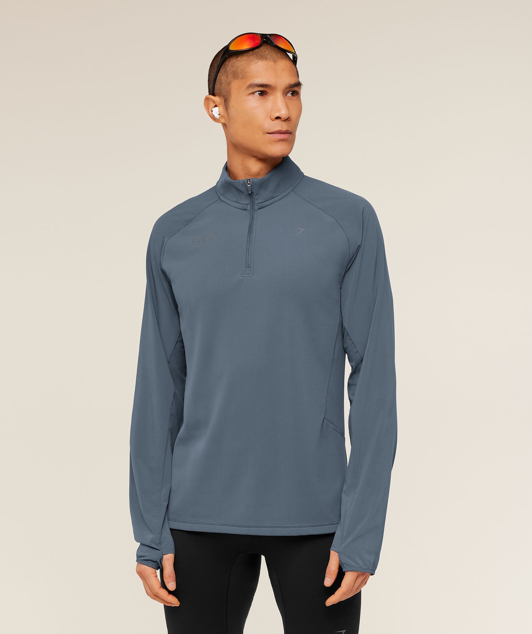 Gymshark Running Elite 1/4 Zip - Titanium Blue
