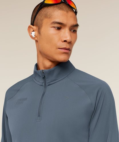Gymshark Running Elite 1/4 Zip - Titanium Blue