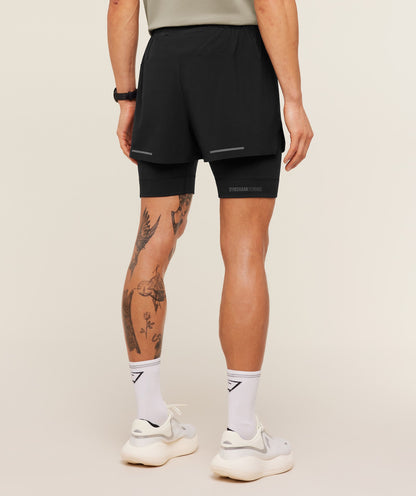 Gymshark Running Elite 2 in 1 5" Shorts - Black