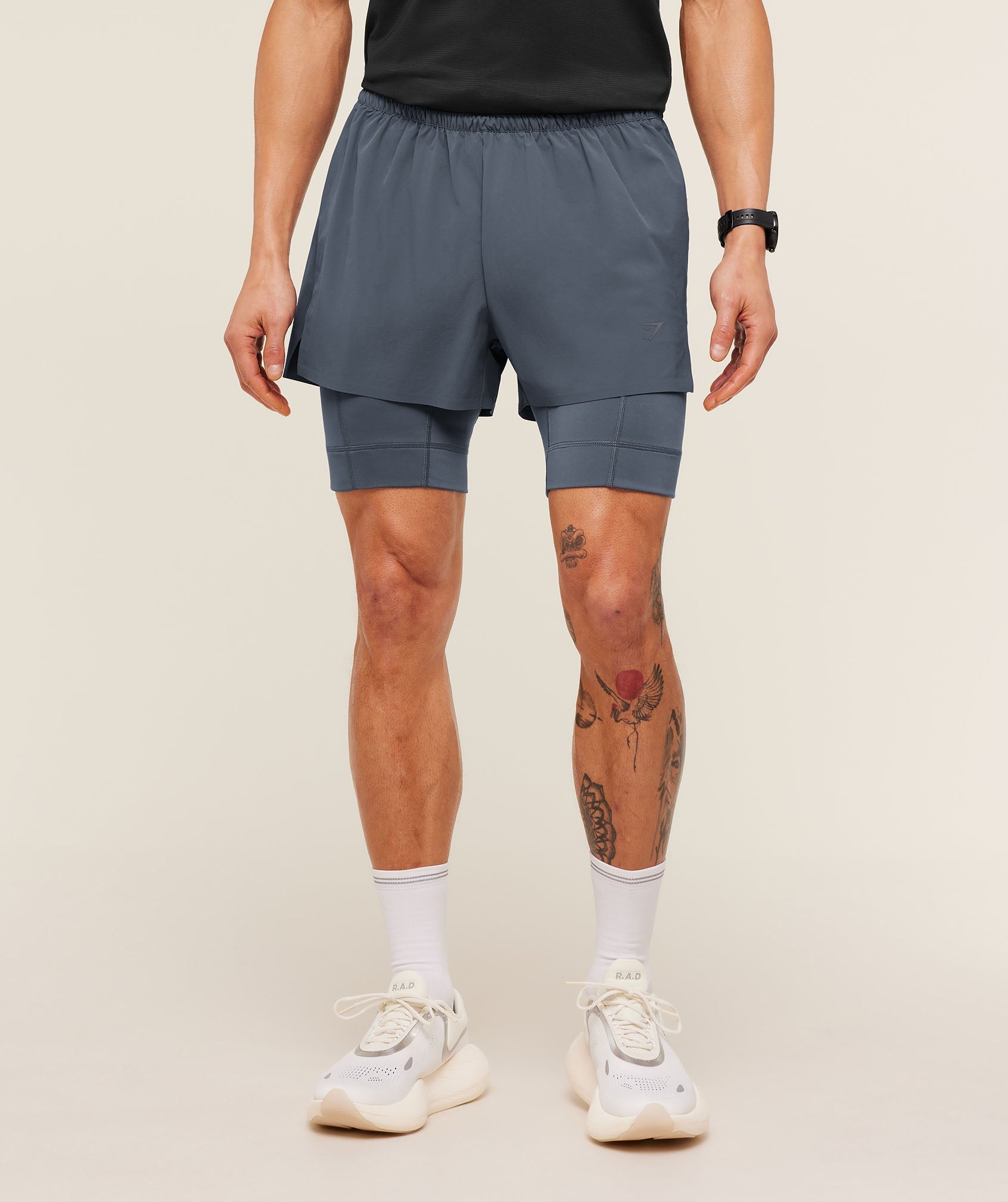 Gymshark Running Elite 2 in 1 5" Shorts - Titanium Blue