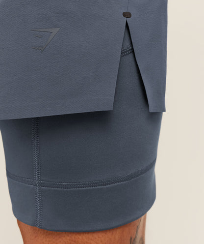 Gymshark Running Elite 2 in 1 5" Shorts - Titanium Blue