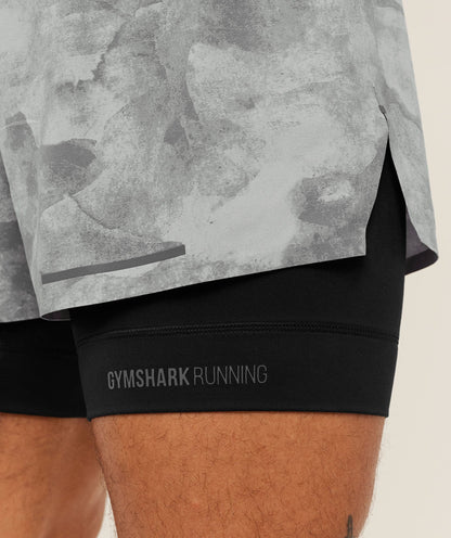 Gymshark Running Elite 2 in 1 5" Shorts - Smokey Grey/Black