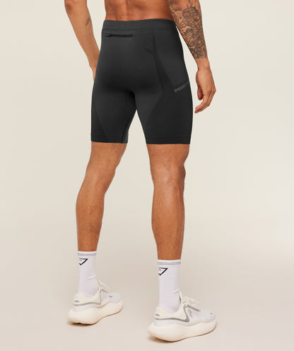 Gymshark Seamless Running Half Tight - Black/Onyx Grey