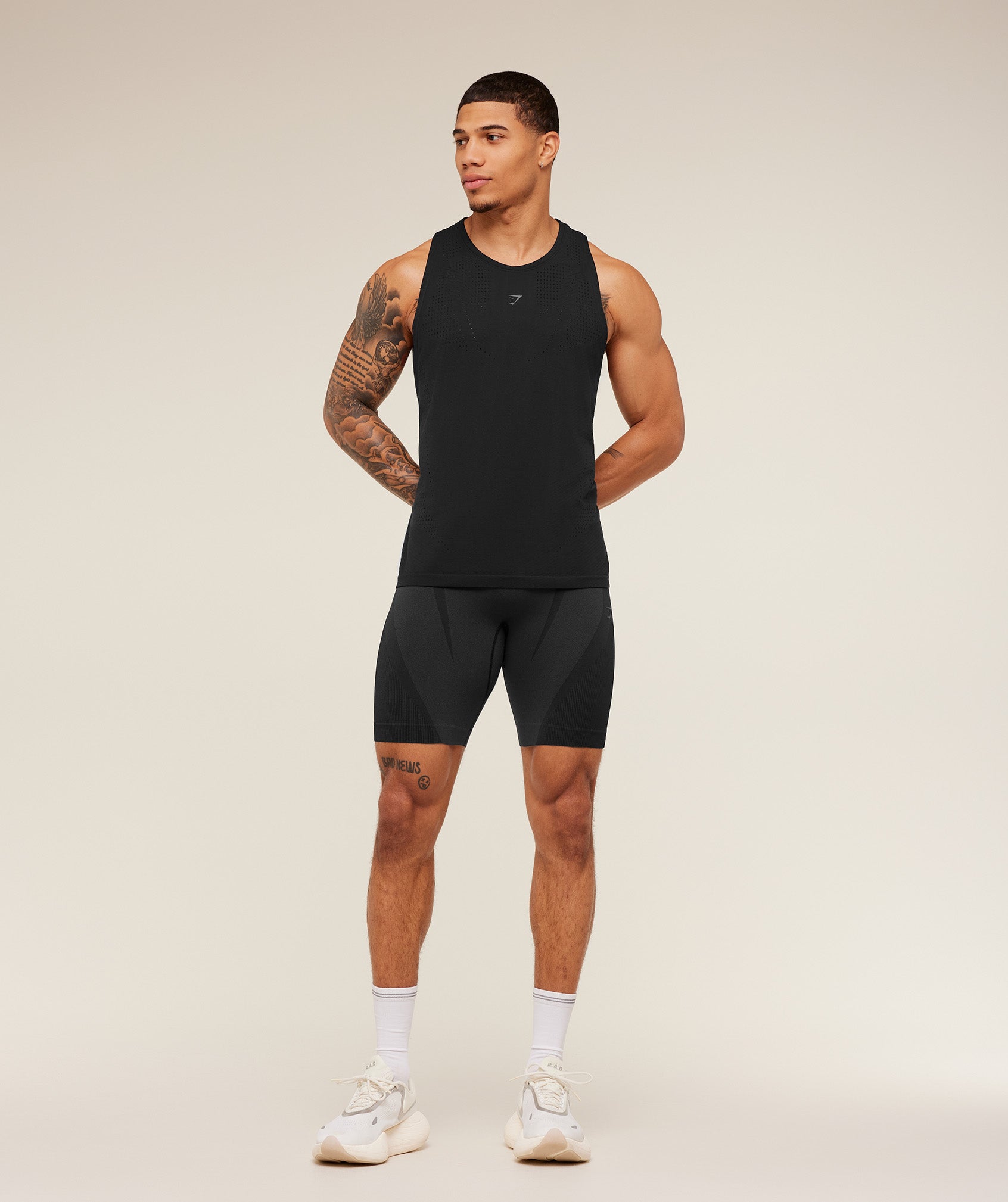 Gymshark Seamless Running Half Tight - Black/Onyx Grey