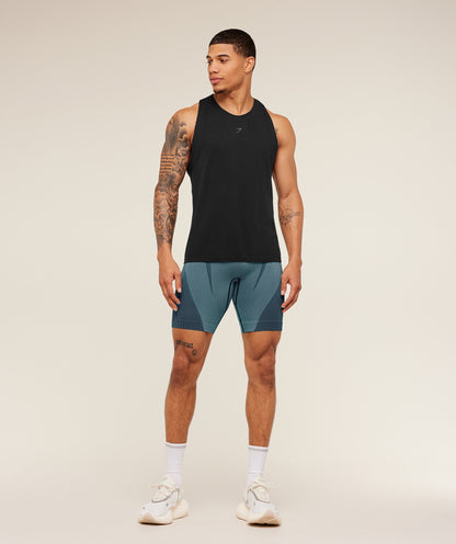 Gymshark Seamless Running Half Tight -  Stealth Blue /  Storm Blue