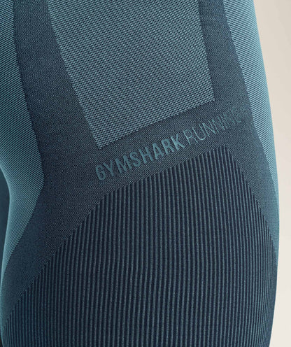 Gymshark Seamless Running Half Tight -  Stealth Blue /  Storm Blue