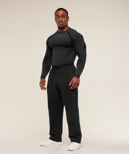 Gymshark Shadow Seamless Long Sleeve T-Shirt - Black/Brand Blue