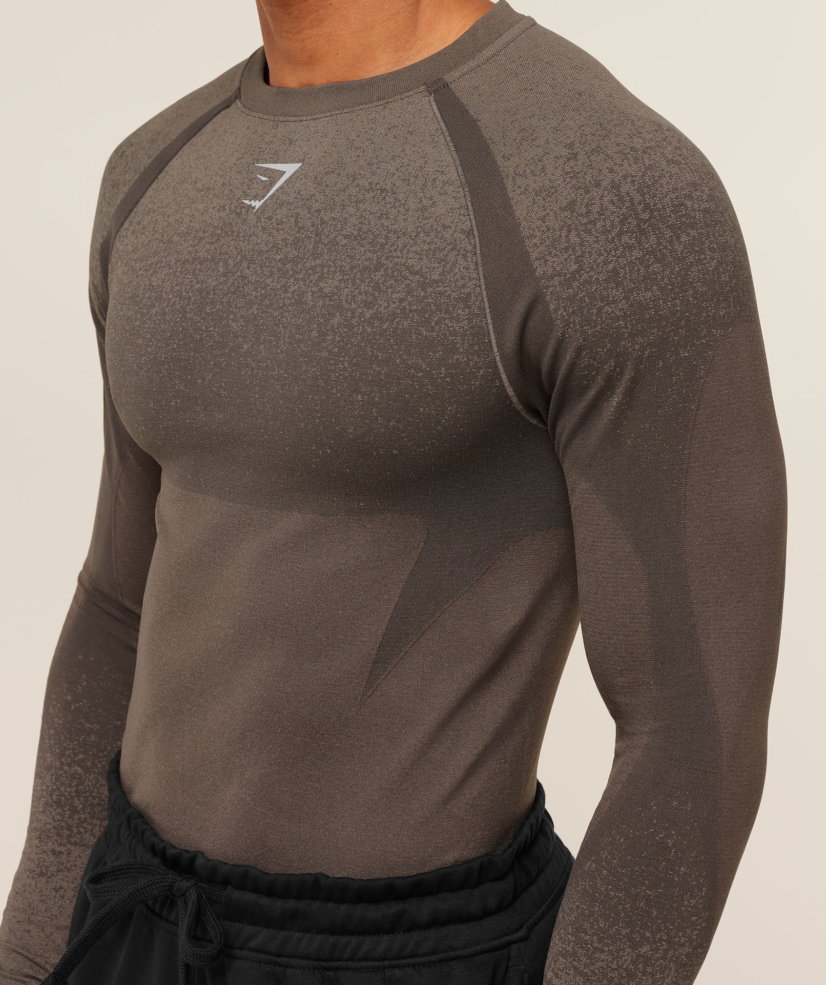 Gymshark Shadow Seamless Long Sleeve T-Shirt - Camo Brown