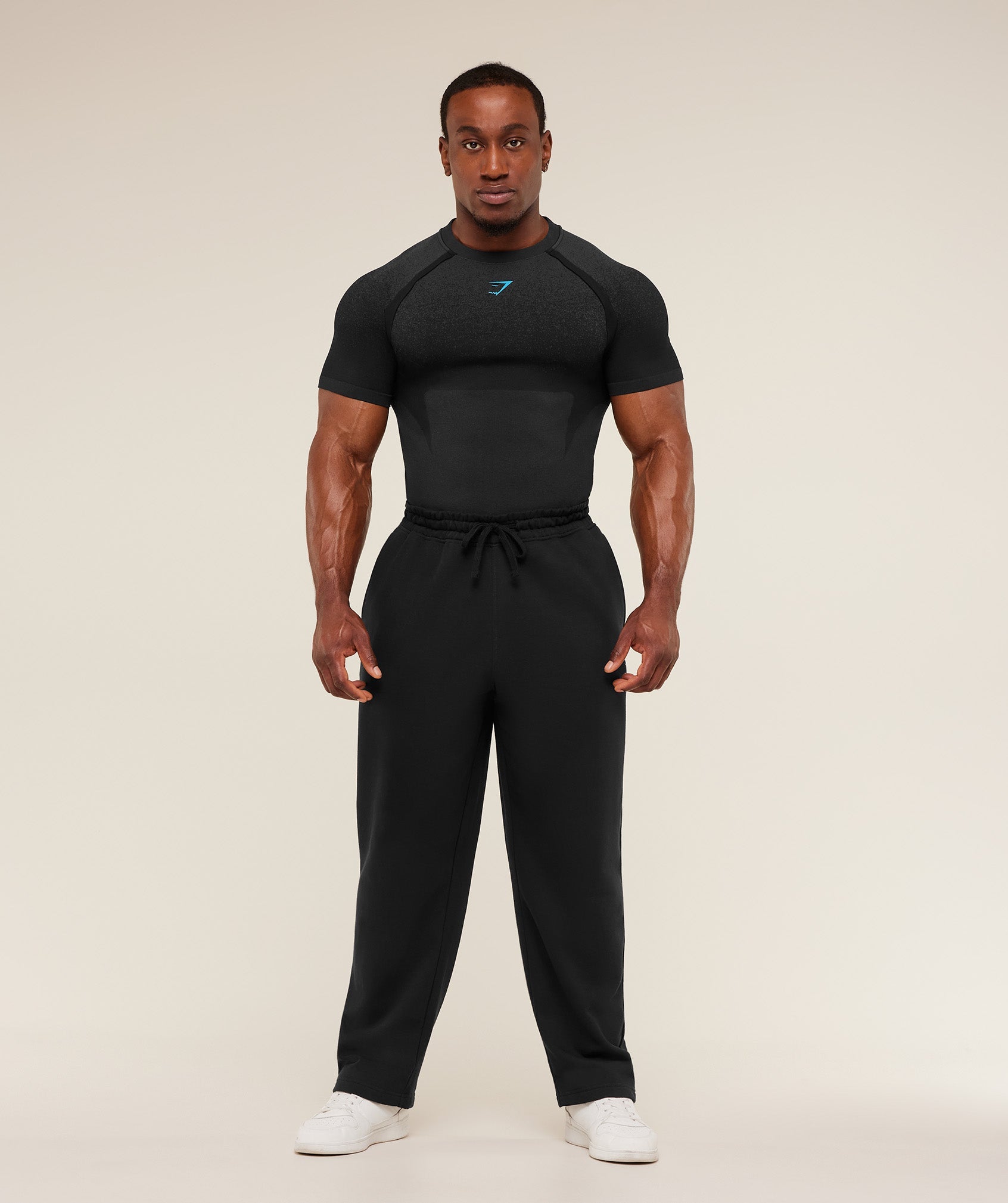 Gymshark Shadow Seamless T Shirt - Black/Brand Blue