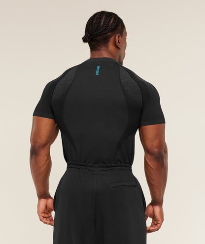 Gymshark Shadow Seamless T Shirt - Black/Brand Blue